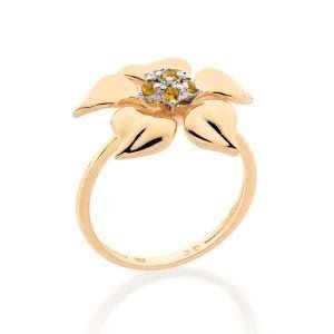 Sortijas de flor de lirio amarillo enchapadas en oro de 18k