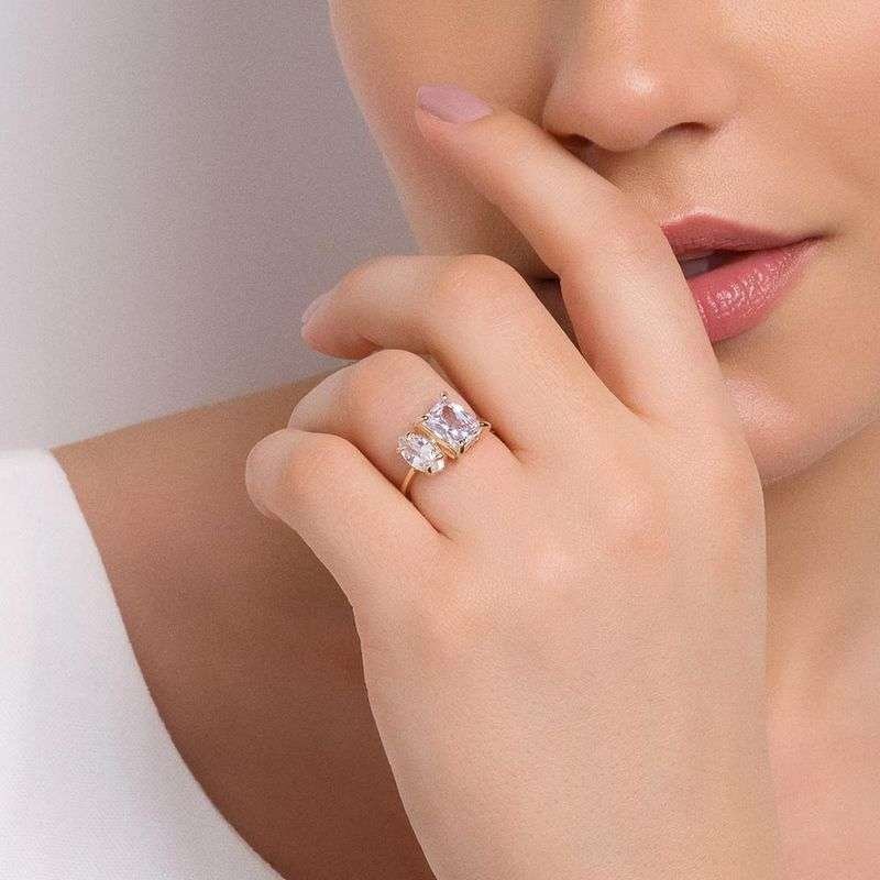 Anillo de tu y yo enchapado en oro de 18k 3 Anillo de tu y yo enchapado en oro de 18k