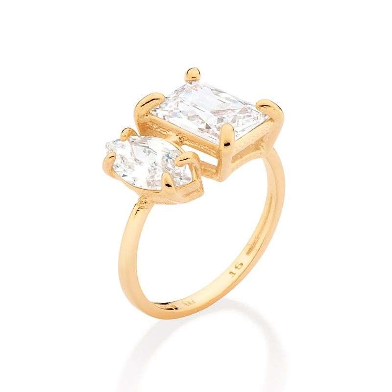 Anillo de tu y yo enchapado en oro de 18k 4 Anillo de tu y yo enchapado en oro de 18k - Imagen 2