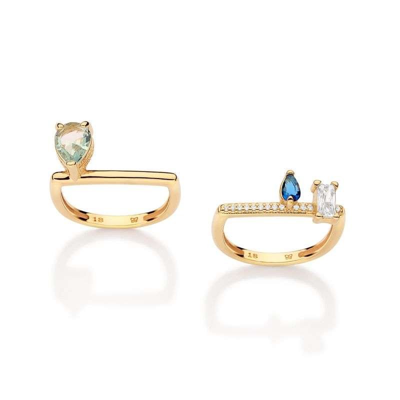 Anillo de varias formas con circonias de colores enchapadas en oro de 18k 7 Anillo de varias formas con circonias de colores enchapadas en oro de 18k - Imagen 5