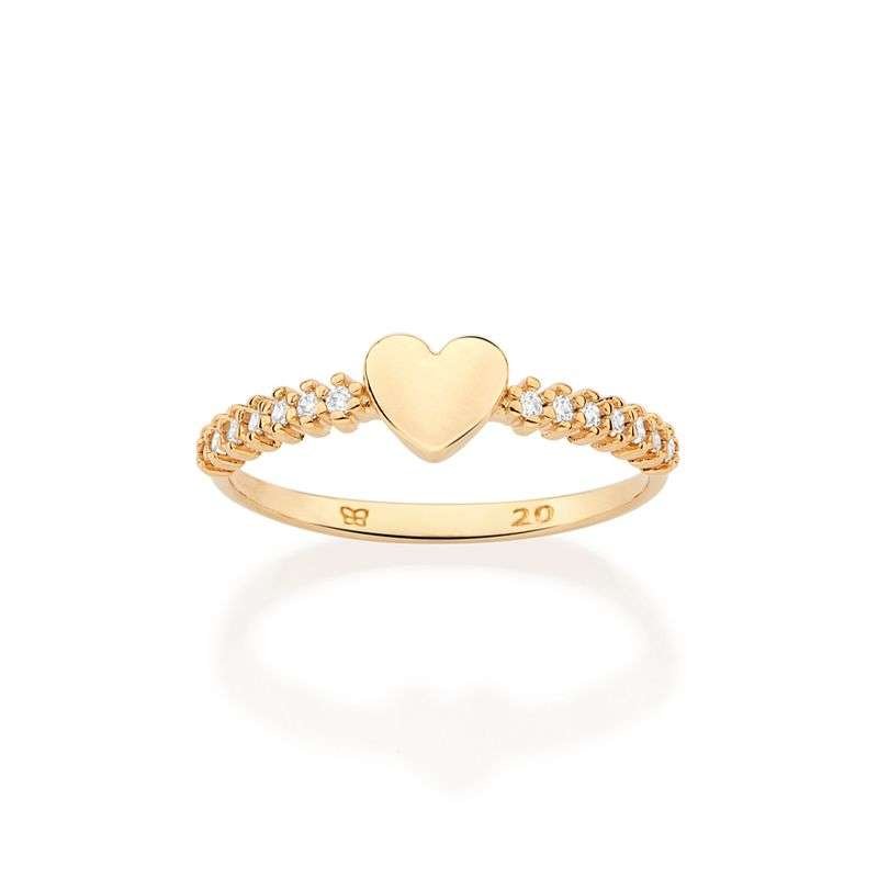 Anillo delgada con corazón y circonia enchapada en oro de 18k 3 Anillo delgada con corazón y circonia enchapada en oro de 18k