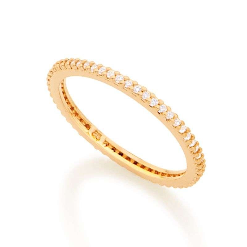 Anillo eternity con circonias enchapadas en oro 18k 5 Anillo eternity con circonias enchapadas en oro 18k - Imagen 3