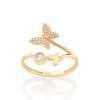 Sortijas mariposa skinny con circonias enchapadas en oro 18k
