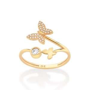 Sortijas mariposa skinny con circonias enchapadas en oro 18k