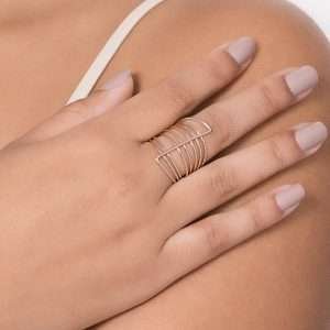 Alternative view of Anillo Maxi con 8 badas anchas bañada en oro de 18k