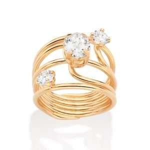 Alternative view of Sortijas maxi con circonias enchapadas en oro de 18k