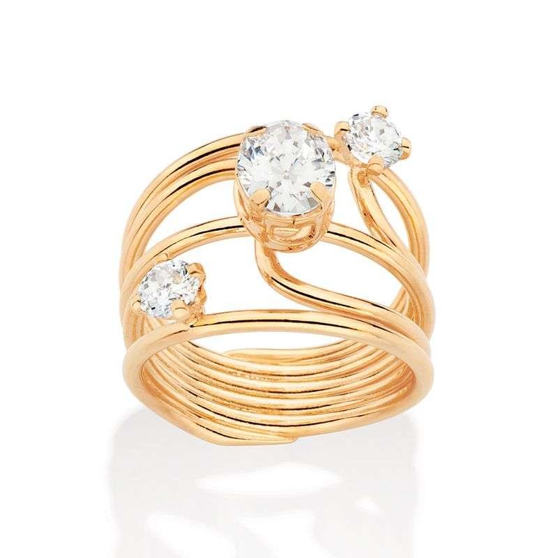 Sortijas maxi con circonias enchapadas en oro de 18k 4 Sortijas maxi con circonias enchapadas en oro de 18k - Imagen 2