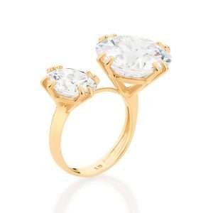 Anillo maxi con circonias enchapadas en oro de 18k