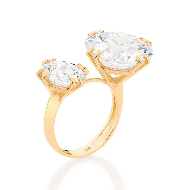 Anillo maxi con circonias enchapadas en oro de 18k 3 Anillo maxi con circonias enchapadas en oro de 18k