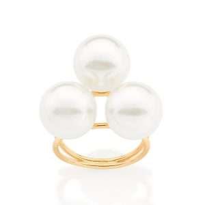 Alternative view of Sortijas maxi-doble con 3 perlas enchapadas en oro 18k