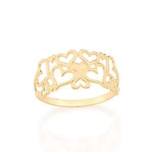Anillo corazones calados en oro 18k enchapadas en oro de 18k