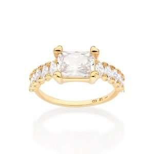 Sortijas solitario con circonia enchapadas en oro de 18k