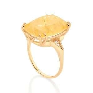 Anillo solitario maxi con cristal y circonias enchapadas en oro de 18k