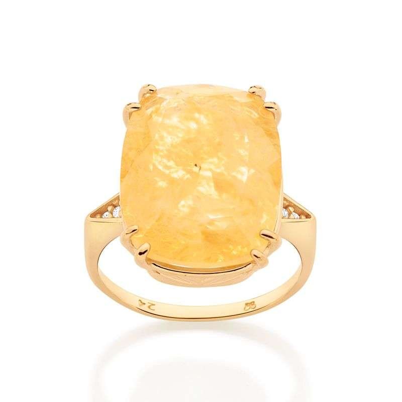 Anillo solitario maxi con cristal y circonias enchapadas en oro de 18k 5 Anillo solitario maxi con cristal y circonias enchapadas en oro de 18k - Imagen 3