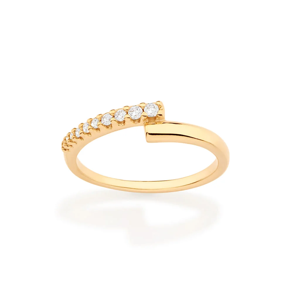 Anillo Abierto con Circonias Enchapado en Oro de 18k 3 Anillo Abierto con Circonias Enchapado en Oro de 18k