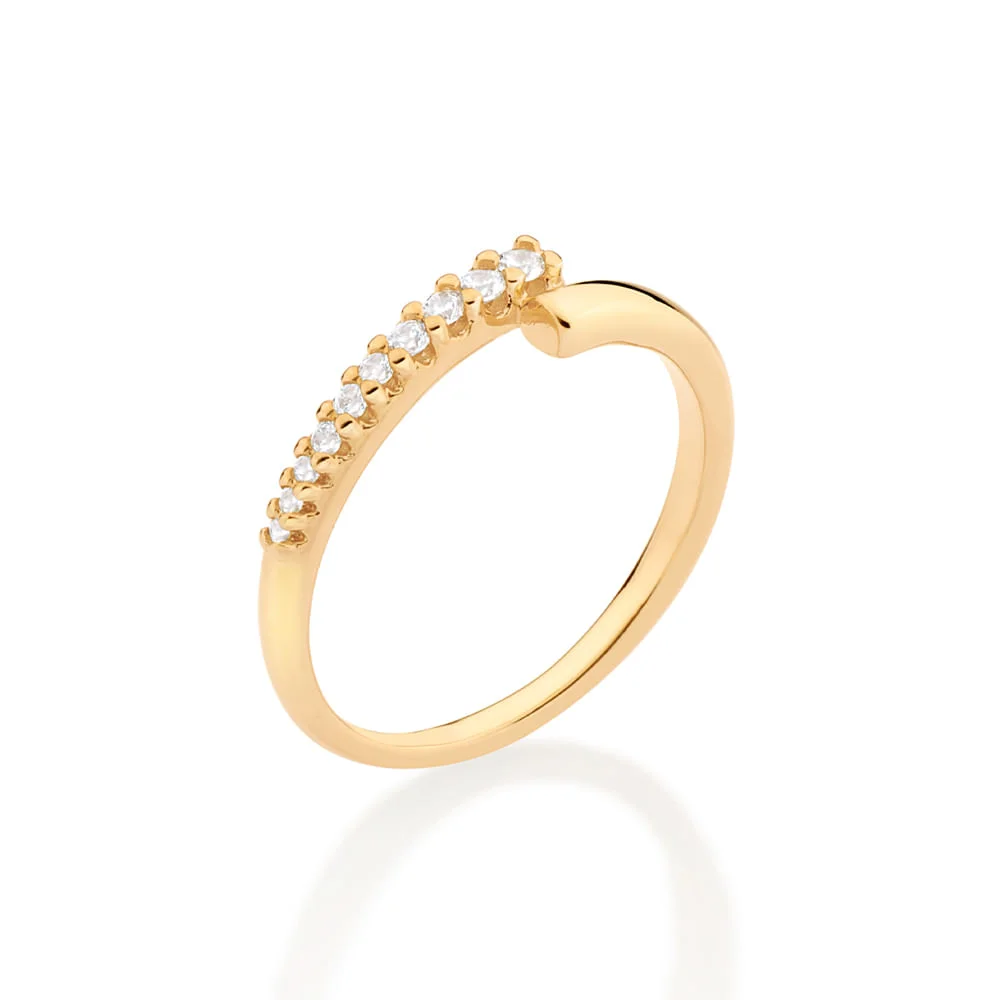 Anillo Abierto con Circonias Enchapado en Oro de 18k - Imagen 2