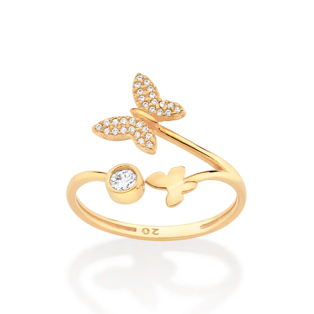 Sortija de Mariposa Skinny con Circonias Enchapada en Oro 18k 3 Sortija de Mariposa