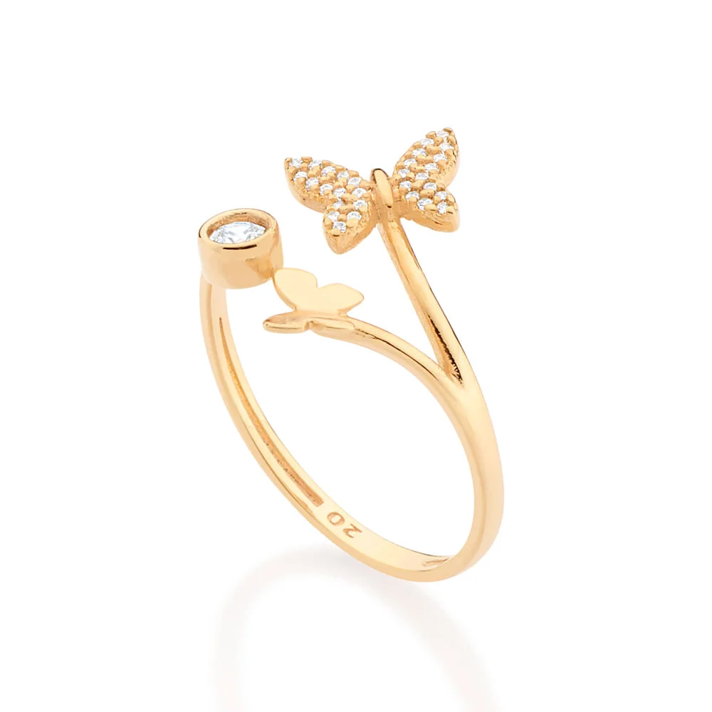 Sortija de Mariposa Skinny con Circonias Enchapada en Oro 18k 4 Sortija de Mariposa Skinny con Circonias Enchapada en Oro 18k - Imagen 2