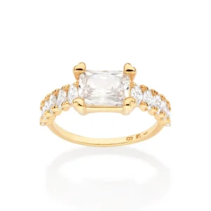 anillo solitario enchapado en oro 18K