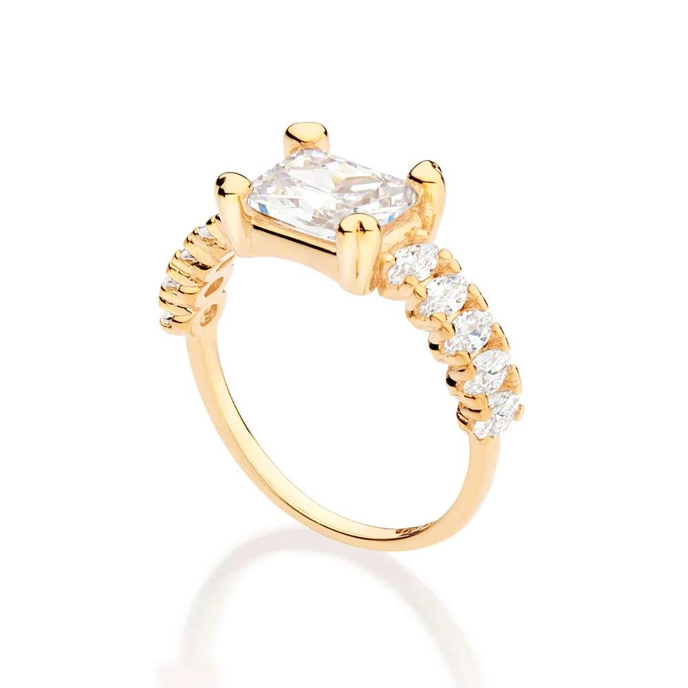 Anillos Solitario Con Circonia Enchapada En Oro De 18k 3 Anillos Solitario Con Circonia Enchapada En Oro De 18k - Imagen 2
