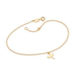 Tobilleras con dijes de libelula enchapadas en oro de 18k