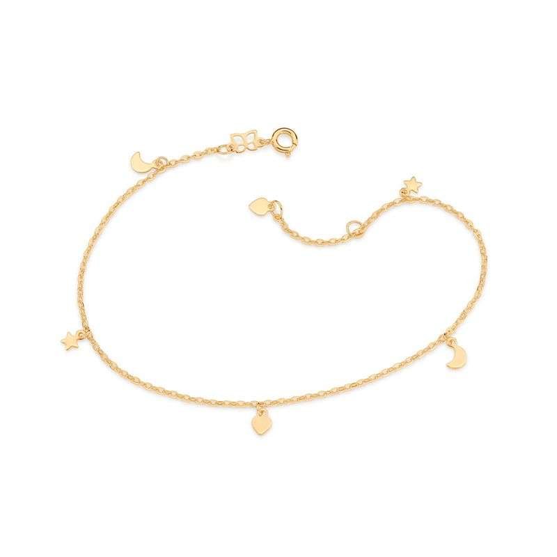 Tobilleras con dijes de luna y estrellas enchapadas en oro de 18k 4 Tobilleras con dijes de luna y estrellas enchapadas en oro de 18k - Imagen 2